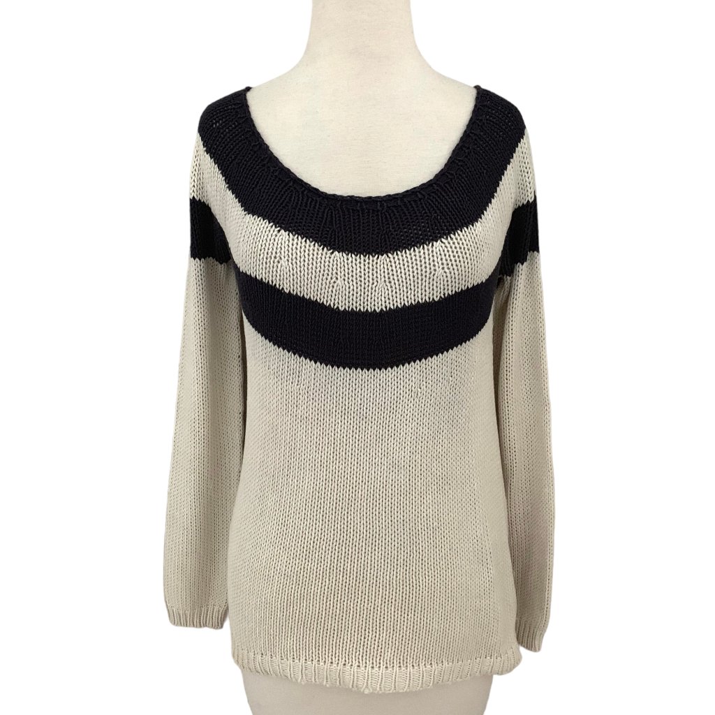Les Copains Striped Scoop Neck Sweater Sz 42 M Pullover